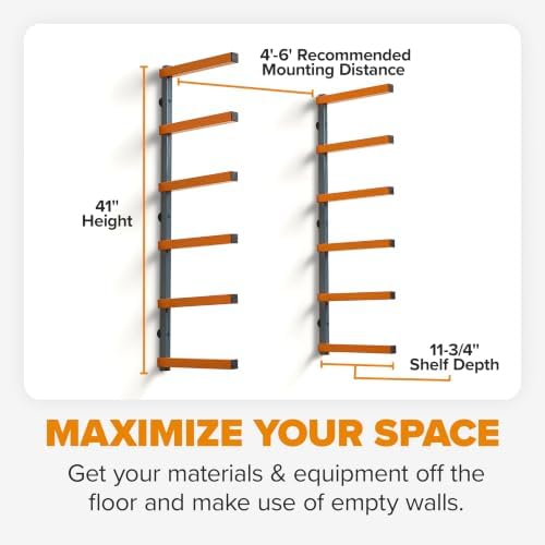 BORA Wood Rack, 6-Level Wall Mount Lumber Storage Rack for Wood Storage - Image 2