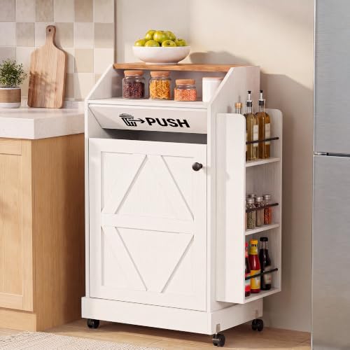 YESHOMY 13 Gallon Kitchen Trash Can Cabinet with Push Door (White) by SearchallYESHOMY