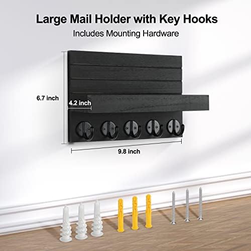Lwenki Key Holder for Wall, Decorative Key and Mail Holder with Shelf Has Large Hooks for Bags, Coats, Umbrella – Paulownia Wood Key Hanger with Mounting Hardware (9.8”W x 6.7”H x 4.2”D) - Image 7