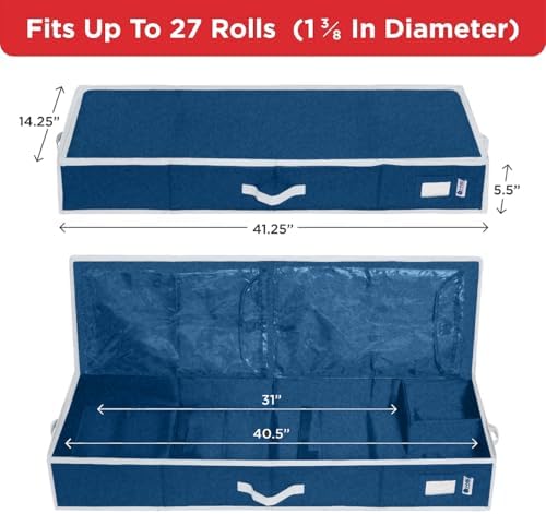 HOLDN’ STORAGE Premium Wrapping Paper Storage Container, Blue - Image 3