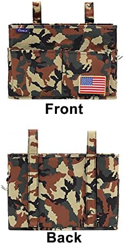 Surblue Bedside Caddy Hanging Organizer Storage Bag Pocket for Bunk, Hospital Beds, College Dorm Rooms, Baby Bed Rails, Wheelchair Side Bag, Camp Chairs, 4 Pockets and 2 Hooks (Small Jungle) - Image 2