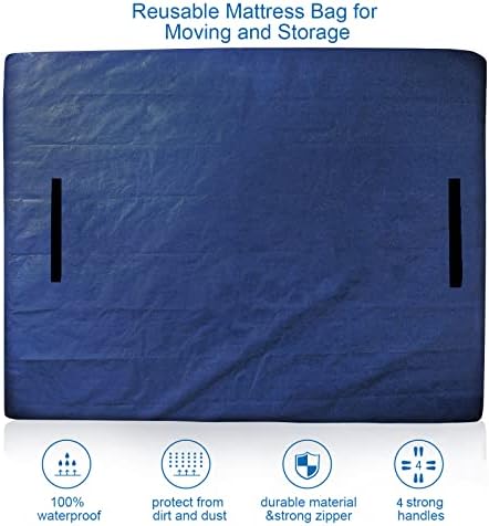 Coldwind Mattress Bags for Moving and Storage,Waterproof Mattress Cover for Moving with Heavy Duty Handles, Reusable Mattress Storage Bag, Moving Supplies & Moving Bags,California King Size,Navy - Image 2