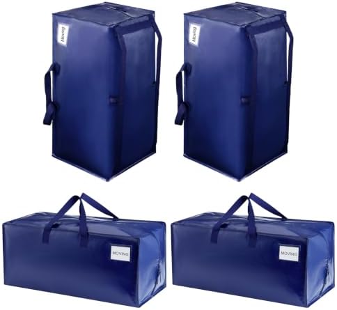 VENO 4 Pack Heavy Duty Moving Bags with Backpack Straps, Zippers & Handles, Extra Large Packing Bags for College Dorm Essentials, Moving Supplies Alternative to Cardboard Moving Boxes by Veno