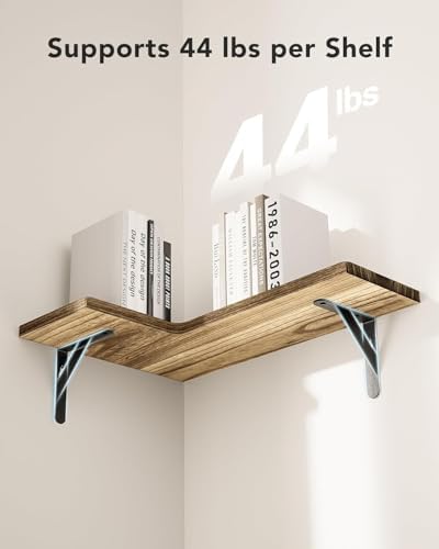 Amada Corner Floating Shelves, Paulownia Wood, Set of 4, Natural Wood - Image 6