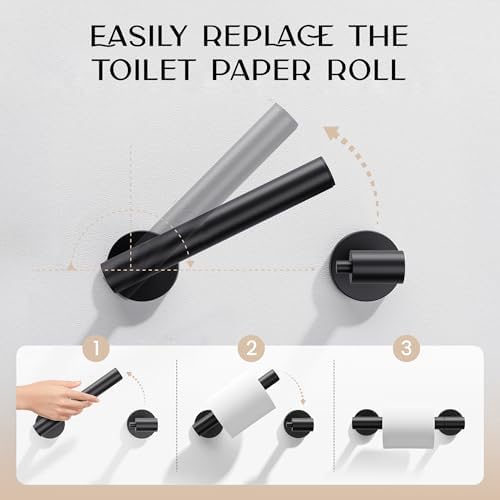 Day Moon™ - Matte Black Toilet Paper Holder Wall Mount - Modern Roll Holder - Image 5