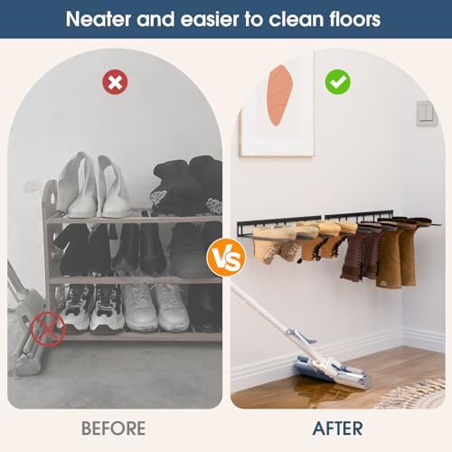 Zacurter Wader Hangers, Metal Wall Mounted Shoe Rack - 4 Pair Boot Organizer for Tall and Cowboy Boots - Entryway and Garage (2 Pack) - Image 4