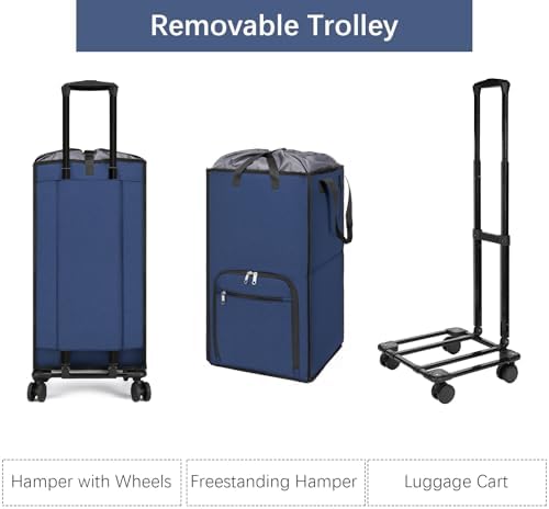 Bukere Rolling Laundry Hamper with Wheels, Large 90L Freestanding Collapsible Laundry Basket Bag for Clothes Storage, Heavy Duty Removable Wheeled Cart for College Dorm Apartment Laundry Room Bathroom - Image 4