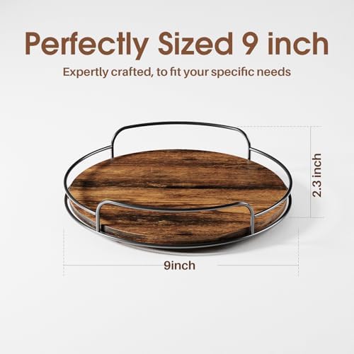 LAMU Lazy Susan Organizer, 9'' Lazy Susan Turntable for Cabinet, Table Top, Kitchen, Countertop, Bathroom, Pantry, Spice Organization, Wooden,1 Pack - Image 3