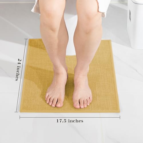 chakme Bathroom Rugs Mat U-Shaped 24x17, Ultra ThinNon Slip Bath Mat Small Quick Dry Absorbent Bath Matfor Bathroom Floor, (Yellow, U-24"x17") - Image 2