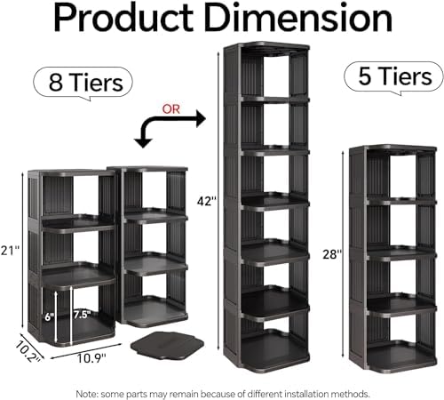 Shoe Racks for Closet, 5 Tiers Stackable Shoe Rack for Front Door Entrance Free Standing Plastic Shoe Stand Narrow Tall Vertical Shoe Rack, Closet Shoe Organizer for Small Spaces Shoe Storage - Image 3