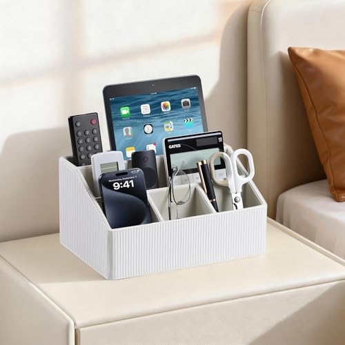 PU Leather Desk Organizer, Remote Control Holder (Ivory) - Image 3