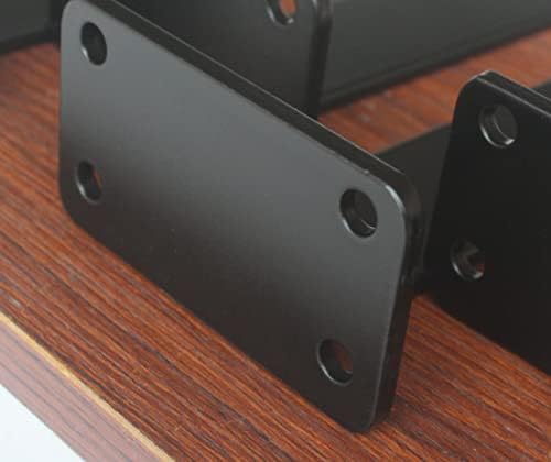 8 Pack - 6 inch Black Hidden L Shelf Bracket (1/5 Inch Thicked) Iron Floating Shelf Brackets Rustic Industrial Metal Brackets for Shelf Support - Image 3