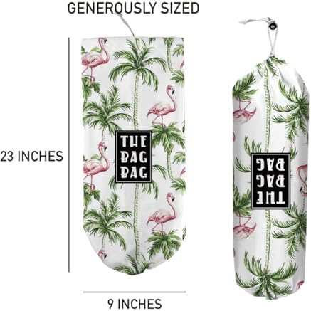 Plastic Bag Organizer, Reusable And Washable Country Style Plastic Cag Organizer,​for Home Kitchen Travelling Camping Decor, use 1 Pack，Flamingo Palm Tree Pattern - Image 4