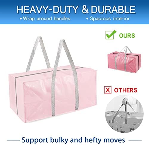 Heavy Duty Extra Large Moving Bags with Extra Long Handles -Includes Backpack Straps - Easy Storage For Space Saving (Mixed Color-6 Bag) - Image 2