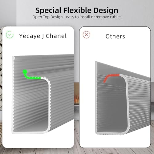 YECAYE 157in Cable Management, Cord Organizer,Easy Install Self-Adhesive Cable Organizer,Cord Management, Desk Wire Holder for Office Organization,Child and Pet Proofing, Grey - Image 7