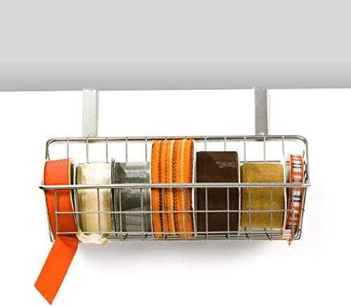 Spectrum Small Hanging Over Cabinet Door Kitchen Storage Organizer Basket Satin Nickel Wire Basket for Cleaning Supplies Washcloths Hand Towels, Cabinet Hanging Basket Fits Doors Up To 0.75 Inch Thick - Image 4