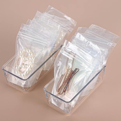 6Pcs Clear Plastic Drawer Organizers Tray 6" x 3" Storage Bins with 25Pcs Non-slip Pads for Makeup, Jewelries, Kitchen Utensils, Bathroom and Office - Image 6