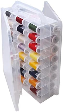 46 Grids Sewing Organizer, Double Sided Thread Box Storage, Portable Clear Plastic Organizer Box for Embroidery and Sewing Threads, Embroidery Floss, Crafts, Small Toys (Clear) by Chemlliy
