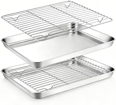 Onader 9x13 Inch Stainless Steel Quarter Sheet Pan, Baking Sheet with Rack by Onader