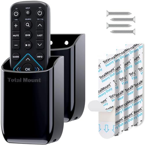 TotalMount Drop-Free Remote Holders – Removable Adhesive – Black (2 Pack) by TotalMount