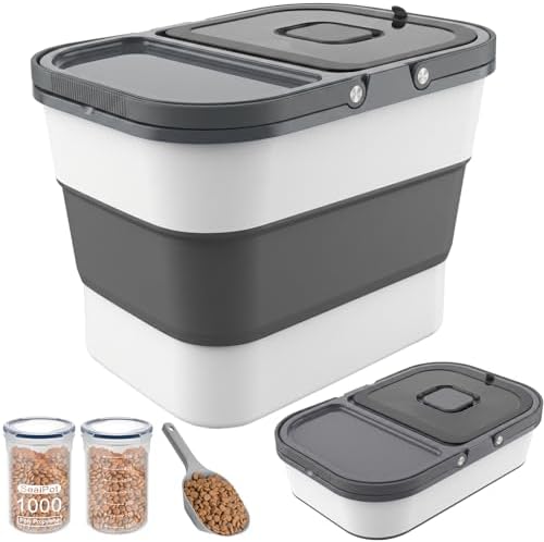 HOYTAMDAR 35lbs Collapsible Dog Food Storage Container,Rolling Wheels by HOYTAMDARHOMESTORAGE