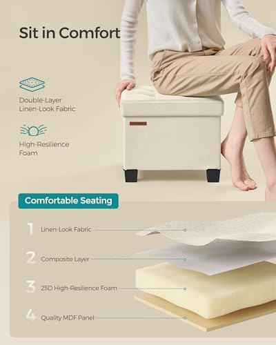 SONGMICS Storage Ottoman, Small Foot Rest, 15.7 x 12.6 x 13.2 Inches - Image 5
