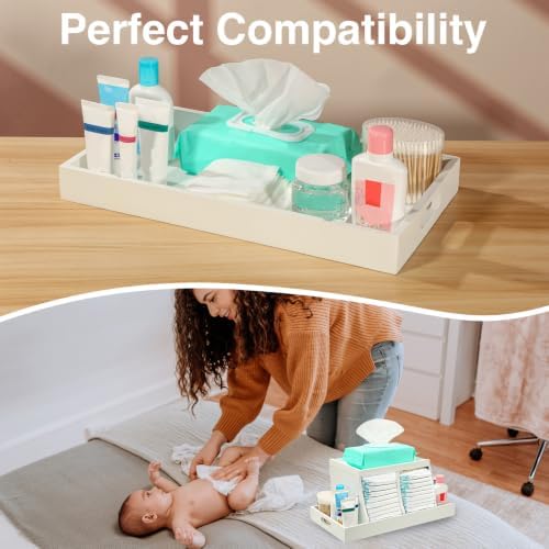 Three colors Diaper Organizer, Wooden Diaper Caddy Organizer, Changing Table Organizer, Diaper Storage Organizer, Nursery Baby Organization (White) - Image 6