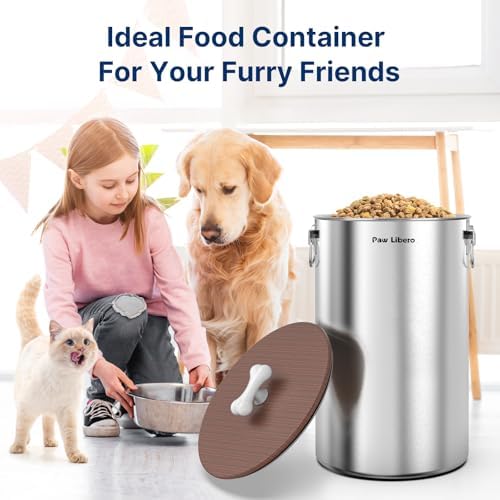 2 Pack 35 lb Stainless Steel Dog Food Storage Container Set with Wooden Lid - Image 7