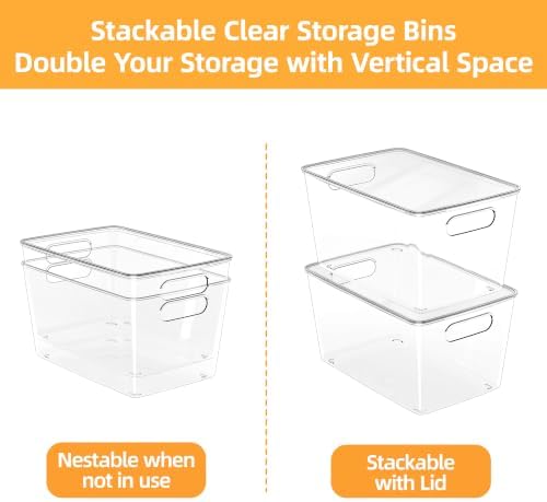 10 Pack Clear Stackable Storage Bins with Lid and Handles, XLarge - Image 6