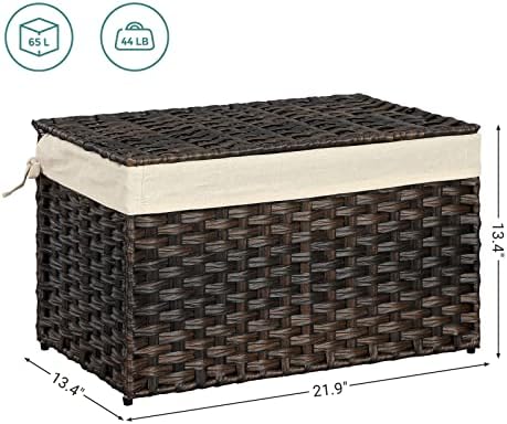 SONGMICS Woven Storage Basket with Lid, 17.2 Gallon (65L), Foldable - Image 3
