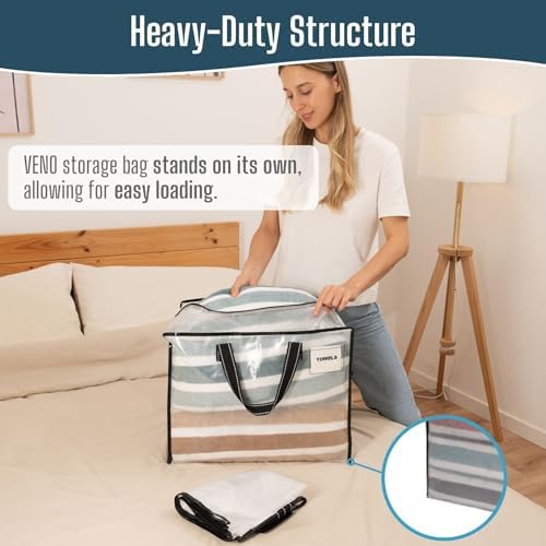 VENO Heavy Duty Moving Bags, Storage Bags, 13 Gallon, Clear, 4 Pack - Image 2