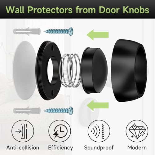2PCS Door Stopper Wall Protector, Door Stoppers for Wall, Black - Image 4