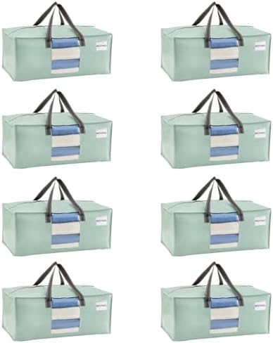 VENO Heavy Duty Moving Bags, Storage Bags, Clear Window, Light Green,8 Pack by Veno