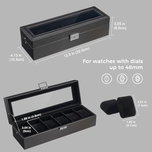 ProCase 6 Slots Watch Case Box for Men -AllBlack - Image 5