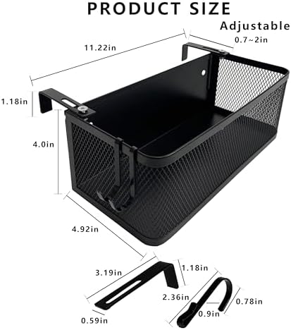 Bedside Caddy Shelf with Hook, Bed Shelf Organizer for Bunk Bed, Office Cubicle, Dorm Room, Holder for Phone, Snacks, Books (Black, 11*4.9*3.9 inch) - Image 2