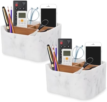 2 Pack Remote Control Holders, Desk Organizers with Dividers,White by SZYRL