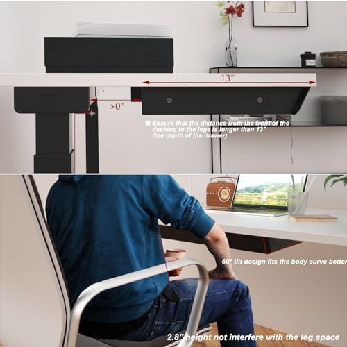 Large Under Desk Mounted Sliding Drawer with Pencil Tray and 60 Degree Tilt Panel to Pull Out, 30'' Long & 13'' deep Large Storage Organizer for Sit Stand Workstation - Image 6