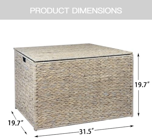 Water Hyacinth Storage Basket with Lid, 52.8 Gallon (200L), White - Image 2