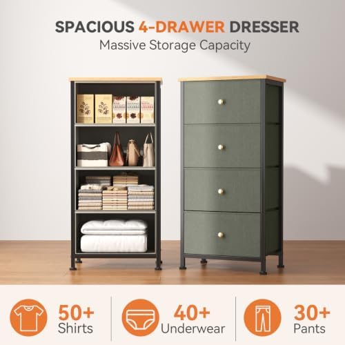 Sweetcrispy Dresser for Bedroom, 4 Drawer Storage Cabinet, Tall Nightstand - Image 4