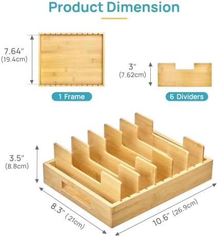 Vtopmart Bamboo Lid Organizers for Kitchen Cabinet Organizer with 7 Section - Image 2