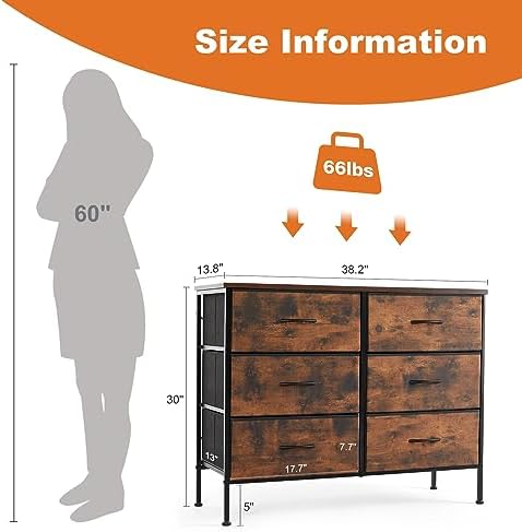 Sweetcrispy Dresser for Bedroom with 6 Drawers, Storage Tower Organizer - Image 3