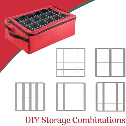 TINY TIM TOTES | Premium | Ornament Organizer | Space Saving | Red and Green (Red) - Image 4