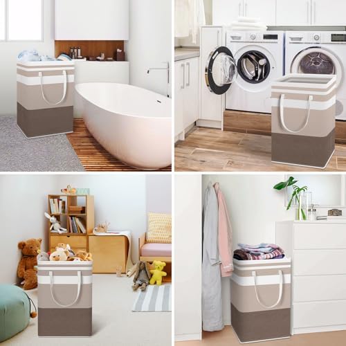 HomeHacks 2 Pack Large Laundry Baskets, Laundry Hampers Bags (Khaki 75Lx2) - Image 6