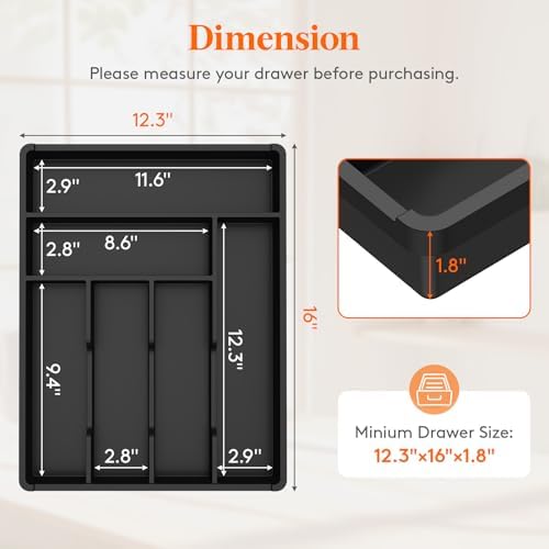 Lifewit Silverware Drawer Organizer Tray, Cutlery Storage for Kitchen - Image 3