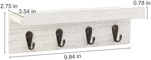 Key Holder Wall Mount, Farmhouse Wall Shelf with 4 Hooks for Entryway - Image 6