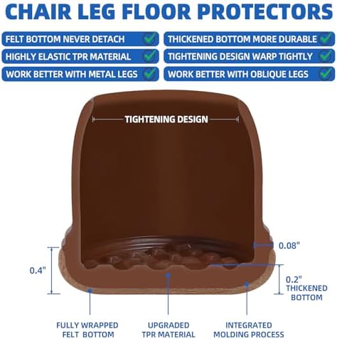 20PCS Black Small Chair Leg Floor Protectors for Hardwood Floor-Fit 0.8"-1" - Image 5