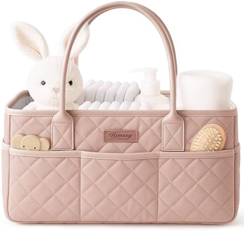 Konssy Baby Diaper Caddy Organizer, Solid Design with PU Leather Handles by Konssy