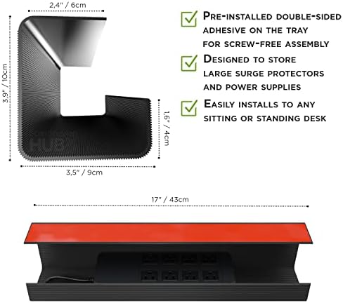 Scanfield Under Desk Cable Management Tray, No-Screw, 17-Inch, 2-Pack Black - Image 6