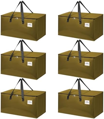 Moving Bags Heavy Duty for Packing and Storage, Large Capacity Zippered Tote with Handles, Reusable Organizer Bag – Gold Khaki by TIIOCTI