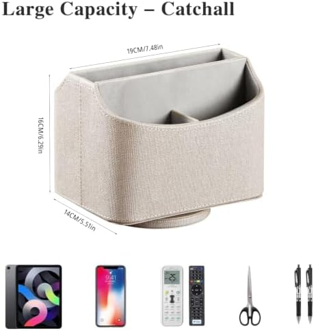 YAPISHI Gold flower pattern Leather Remote Control Holder,360 Degree Spinning Desk TV Remote Caddy/Box,nightstand Organizer for Controller,Media,Cosmetic, Mobile Phone, Pen/Pencil Stationery Storage - Image 3